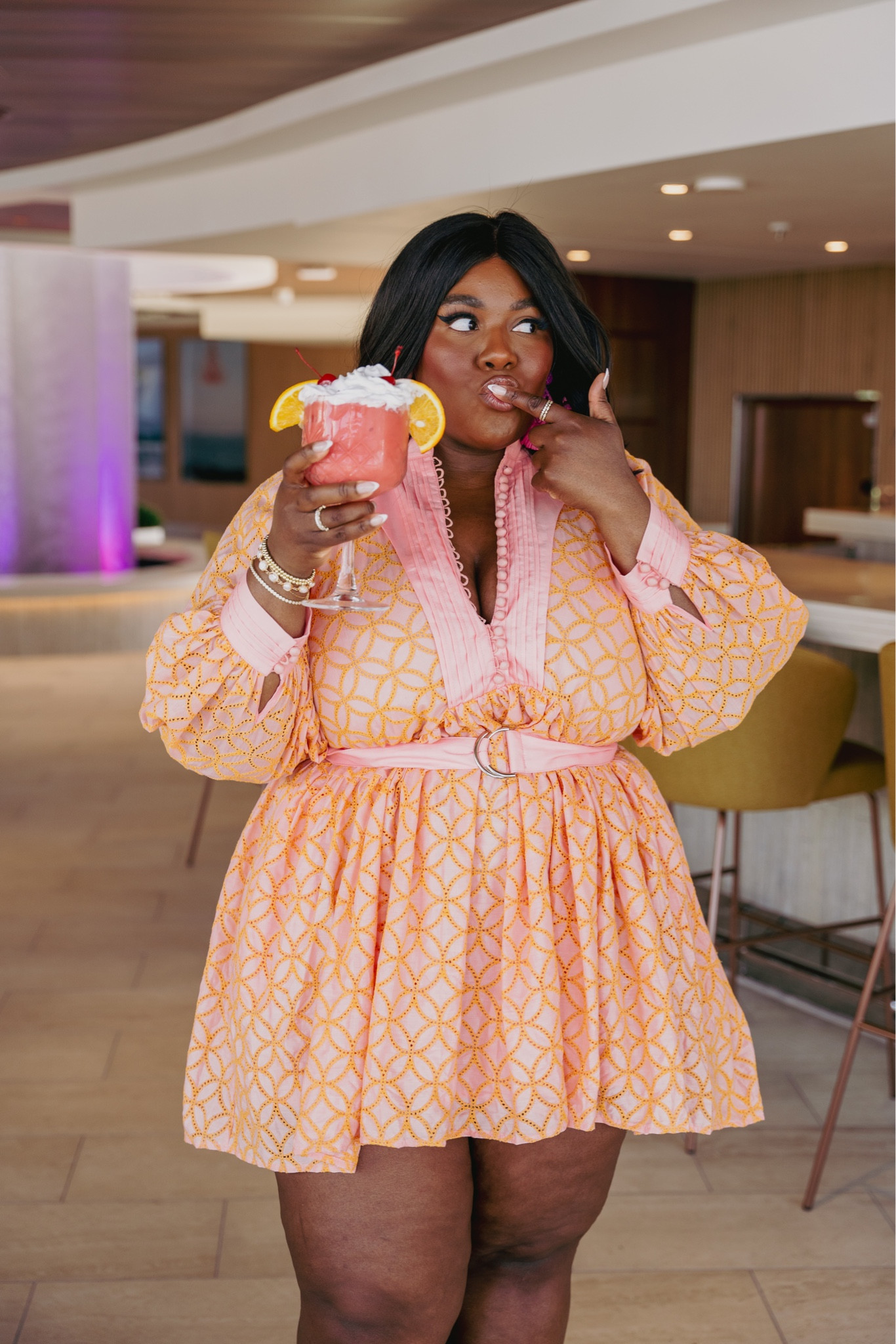 Sipping around Sun Princess.🍹 It’s not a cruise without a bar! Sun Princess has over 10 bars all over this one of a kind ship offering a variety of drinks for every taste. 

#PrincessCruises #SunPrincess #ILoveThis #MeetSunPrincess

#LTKplussize #LTKtravel #LTKstyletip