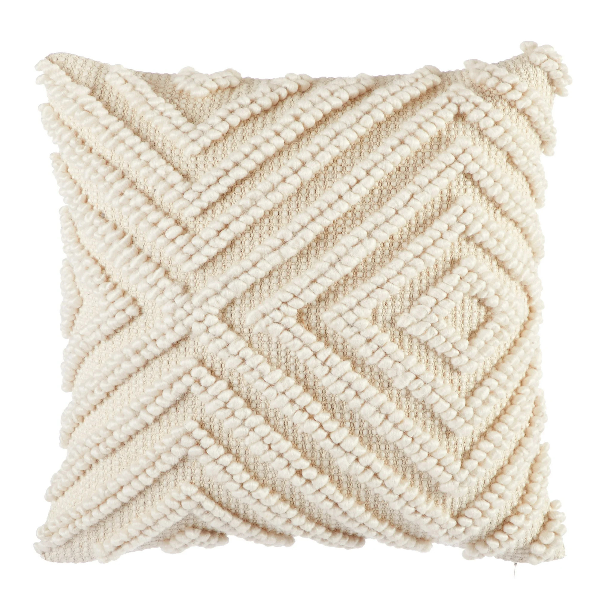 Better Homes & Garden 20" X 20" Heathered Loop Geo Cotton/Polyester Decorative Pillow, Vanilla Dr... | Walmart (US)