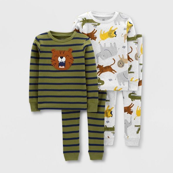 Toddler Boys' 4pc Tiger Snug Fit Pajama Set - Just One You® made by carter's Green | Target