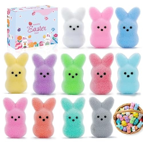 MPMIYVX Easter Basket Stuffers for Kids, Flocked Bunny Easter Egg Fillers, Cute Bunny Toys Easter Gifts for Kids, Party Favors Classroom Exchange, Easter Decorations (12PCS) | Amazon (US)