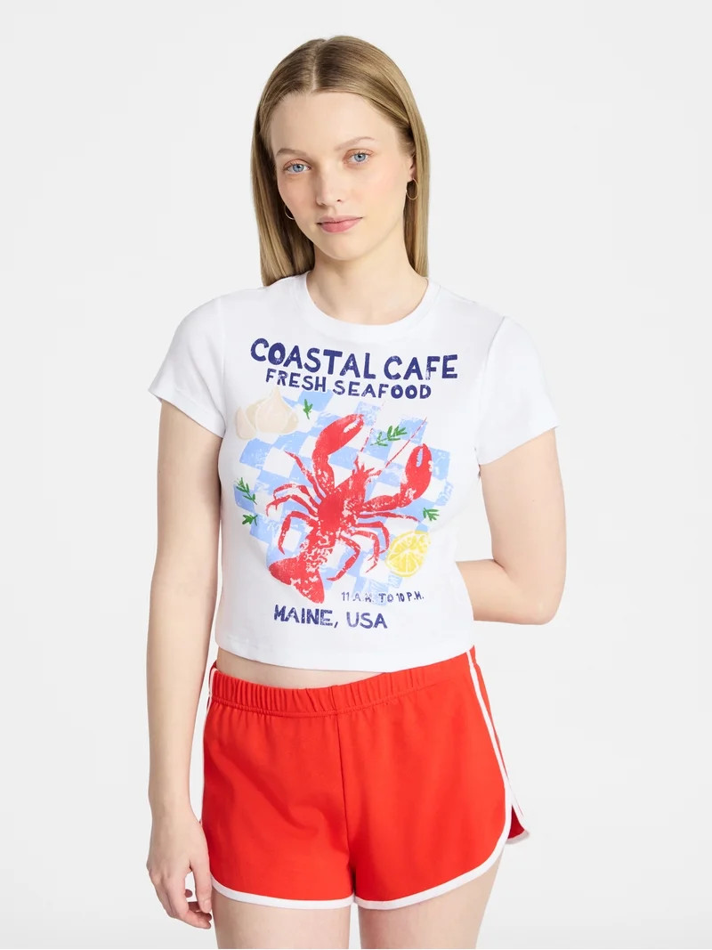 No Boundaries Americana Graphic Baby Tee, Women's XXS-XXL | Walmart (US)