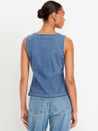 Sleeveless Longline Denim Vest | Old Navy (US)