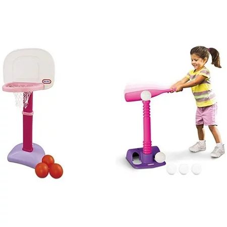 Little Tikes Easy Score Basketball Set (Pink, 3-Balls) and T-Ball Set (Pink, 5-Balls) - Bundle | Walmart (US)