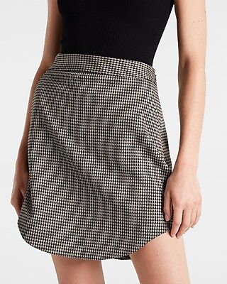High Waisted Houndstooth Mini Skirt | Express