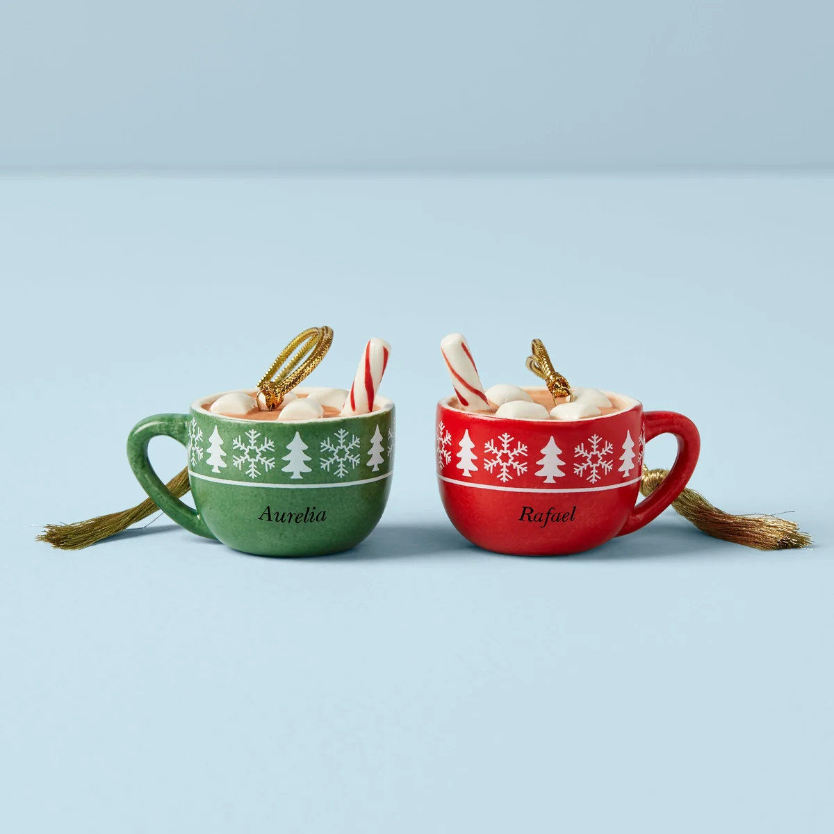 Personalized Forever Friends Hot Cocoa 2-Piece Ornament Set | Lenox
