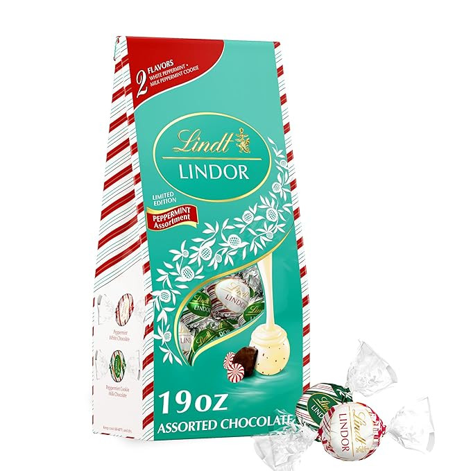 Lindt LINDOR Holiday Assorted Peppermint Chocolate Truffles, 19 oz. Bag | Amazon (US)