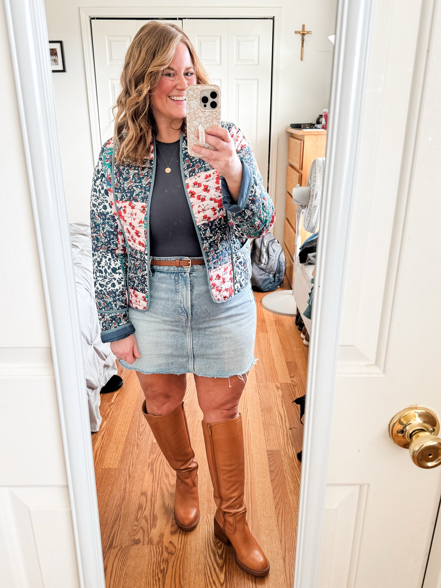 Wearing an XL in my quilted jacket and tee.  My denim skirt is old so I linked similar options 

#LTKSeasonal #LTKPetite #LTKMidsize