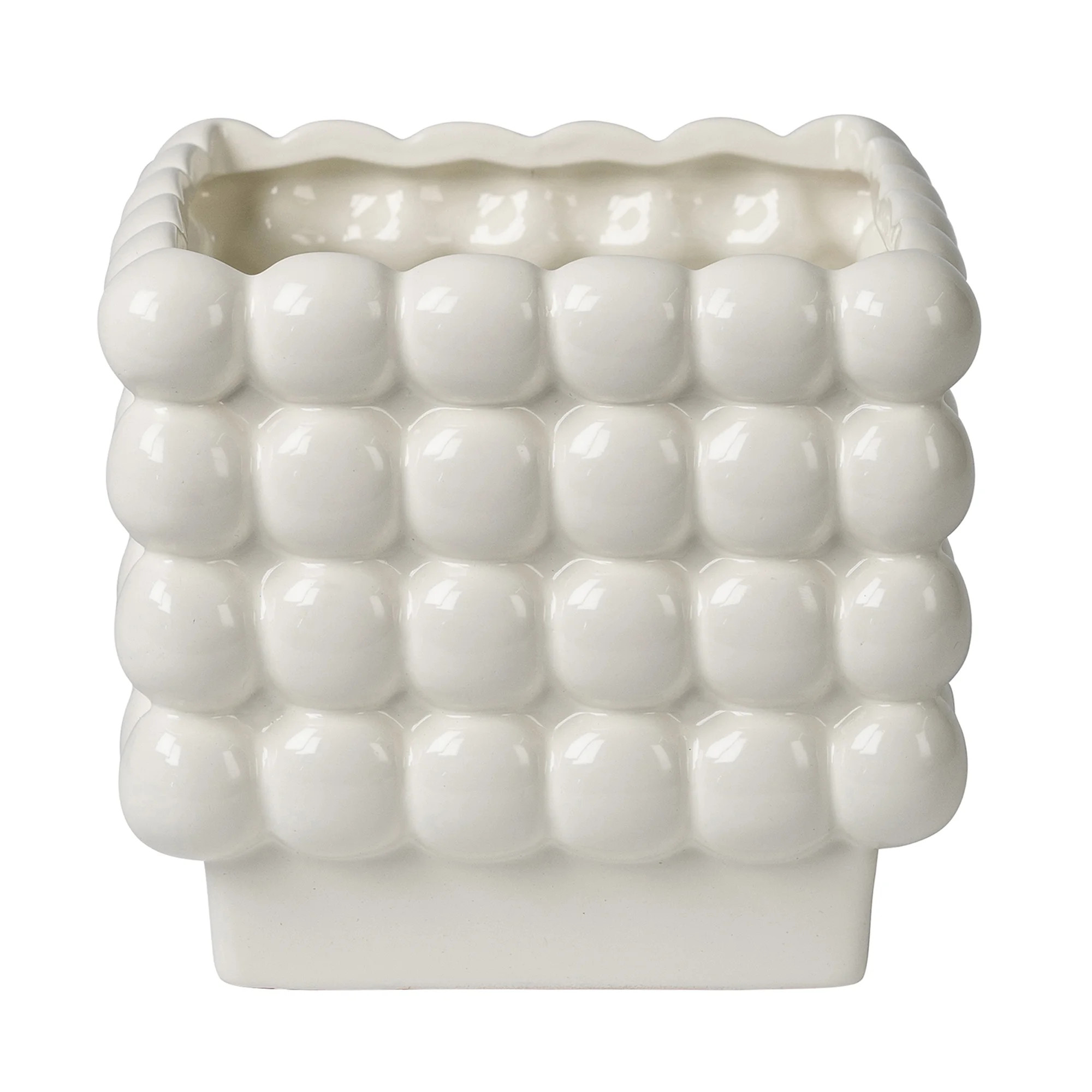 Mainstays 6”D x 5.7”H Square Ceramic Dot Planter, White - Walmart.com | Walmart (US)