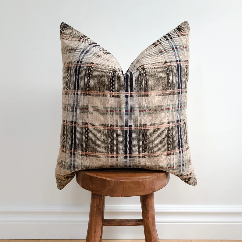 The Jaye l Plaid pillow cover l Accent Pillow l Home Decor l Neutral Throw Pillow Cover l Transit... | Etsy (US)