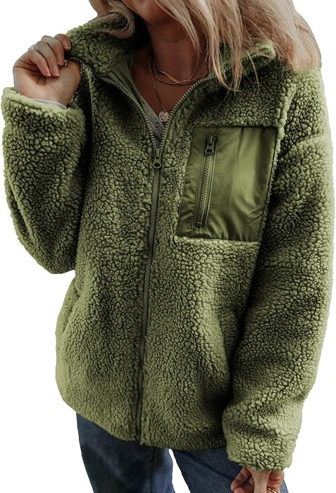 Dokotoo Womens Winter Fleece Jackets Long Sleeve Loose Warm Teddy Coats | Amazon (US)