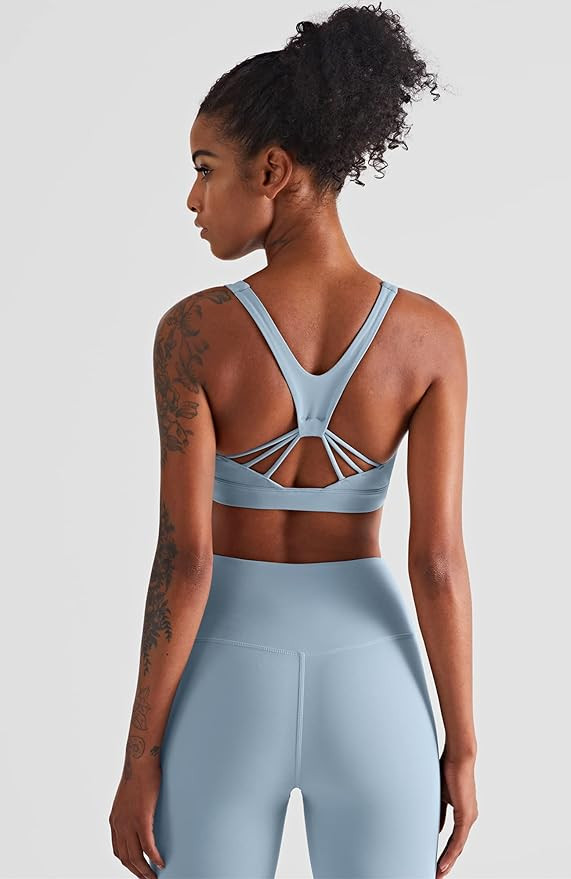 icyzone Women's Padded Strappy Workout Running Sports Bras Medium Impact | Amazon (US)