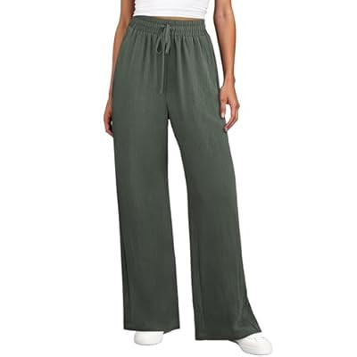 ANRABESS Women Wide Leg Palazzo Pants 2026 Summer Casual Loose Elastic High Wai… | Amazon (US)