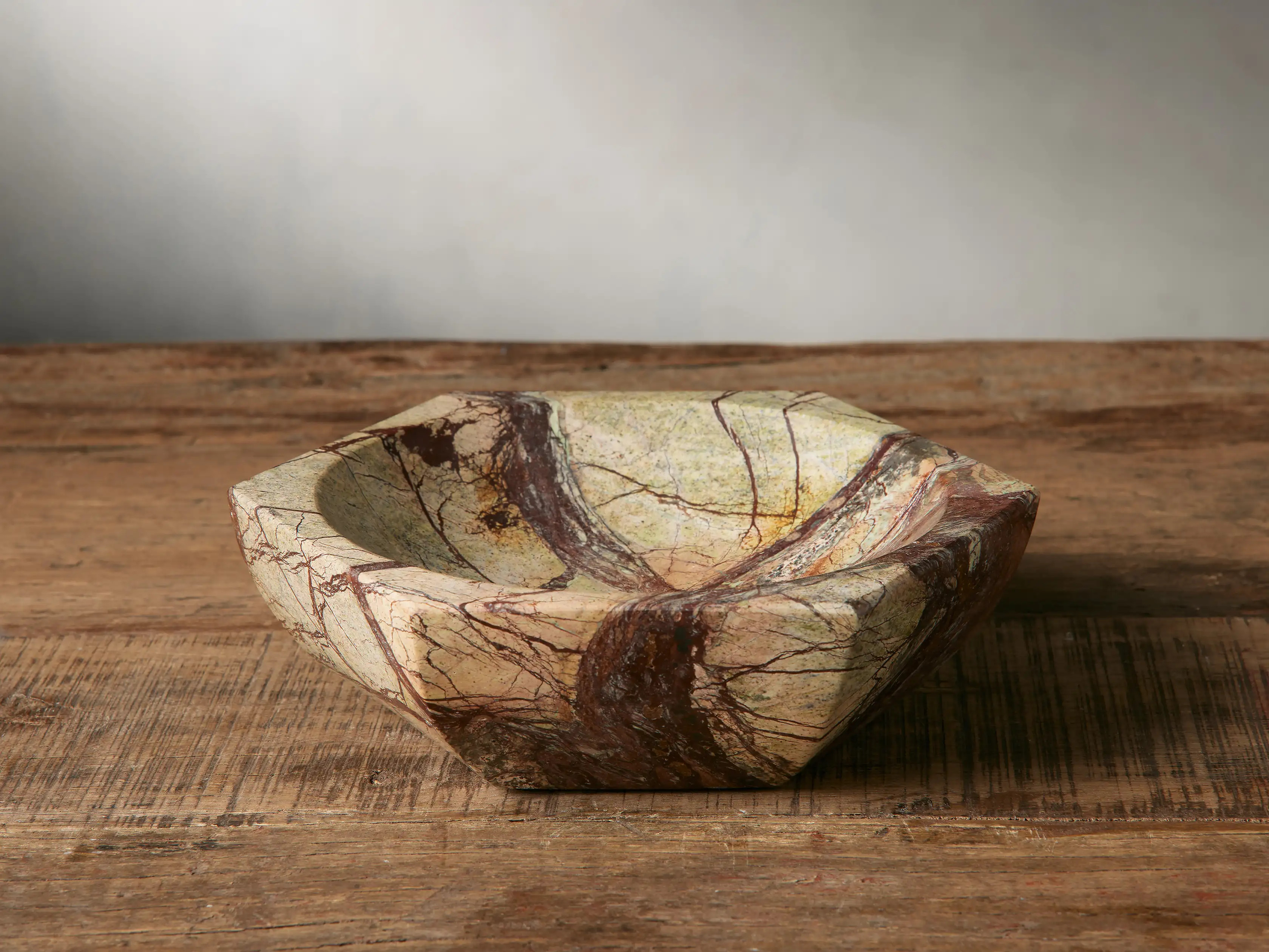 Rhodes Small Marble Hexagon Bowl in Gold | Arhaus