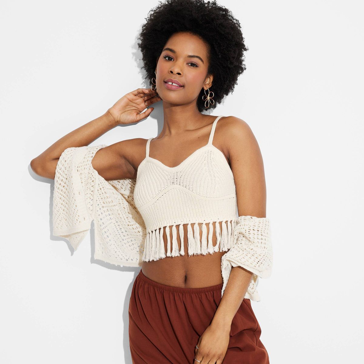 Women's Fringe Sweater - Wild Fable™ Off-White XS | Target