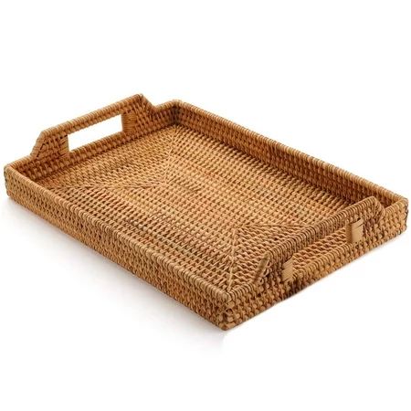 Rattan Woven Storage Fruit Basket Candy Snack Snack Plate Cutlery Tray With Breakfast Bed Bar Dinner | Walmart (US)