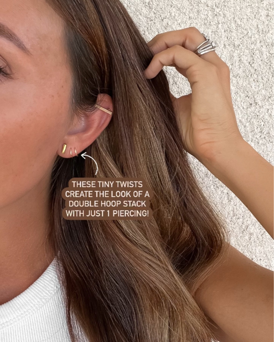 I love these Hello Adorn tiny twist earrings! They create the look of a double earring hoop stack with just 1 piercing! Comes in 2 sizes & 3 colors! 😍 #ad #helloadorn #helloadornpartner

// gold jewelry, jewelry, earrings, hoops, earring stack, gold earrings, hoop earrings, gold hoop earrings

#LTKunder50 #LTKFind #LTKstyletip