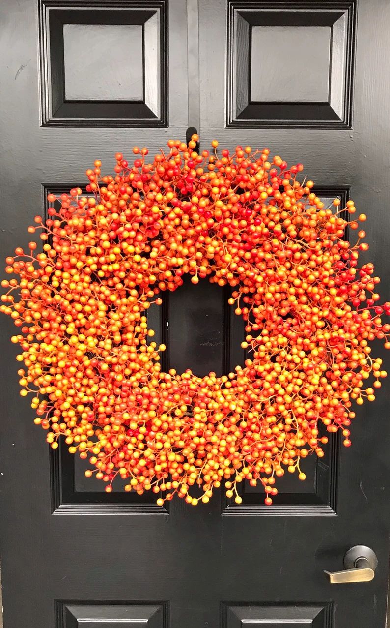 BESTSELLING Fall Wreath Orange Weatherproof Fall Berry - Etsy | Etsy (US)