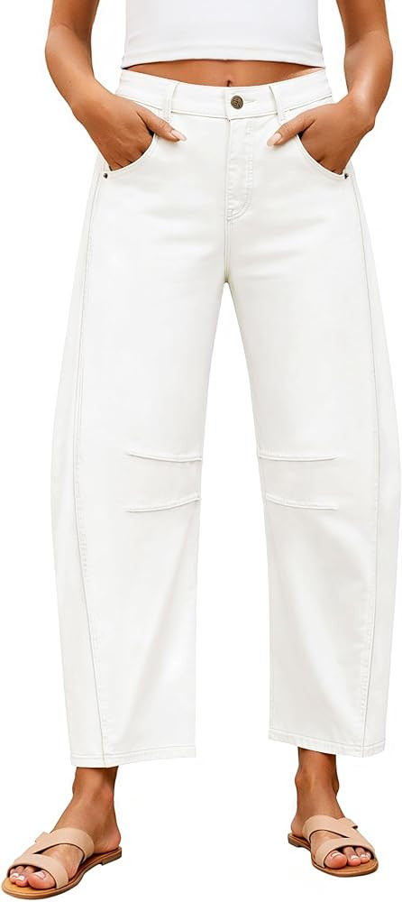 ZESICA Womens Barrel Jeans for Women Trendy 2026 High Waisted Wide Leg Stretchy Baggy Ankle Denim... | Amazon (US)