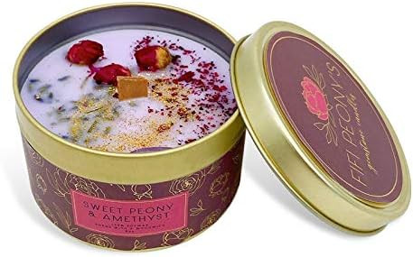 Fifi Peony's Gemstone Candles- Scented with Sweet Peonies and Infused with a Calming Amethyst Cry... | Amazon (US)