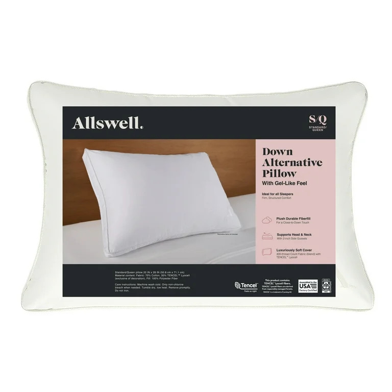Allswell Down Alternative Bed Pillow, Standard/Queen | Walmart (US)