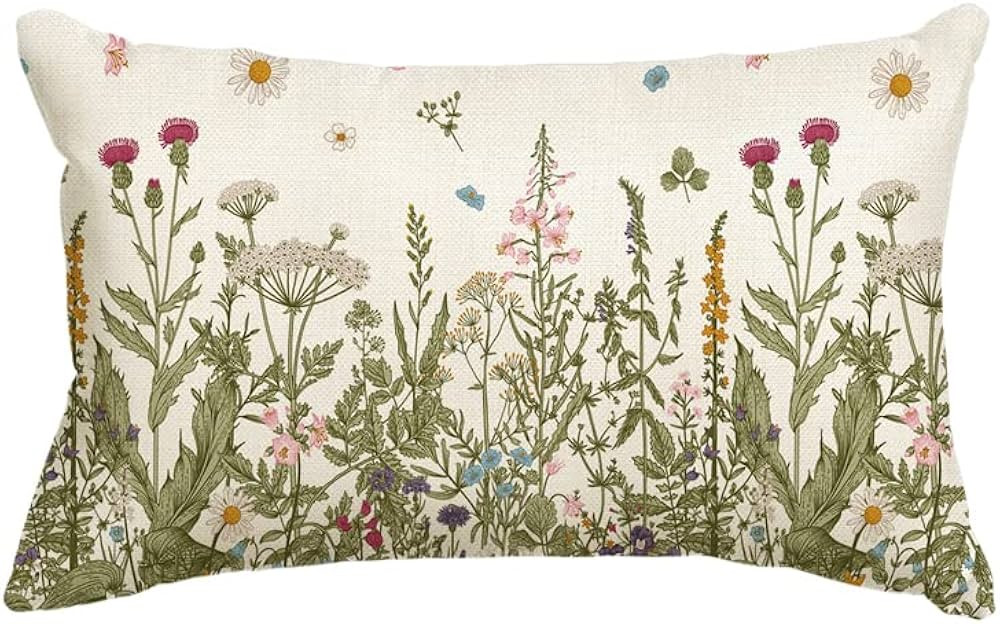 AVOIN colorlife Wildflowers Fall Throw Pillow Cover, 12 x 20 Inch Flower Cushion Case Decoration ... | Amazon (US)