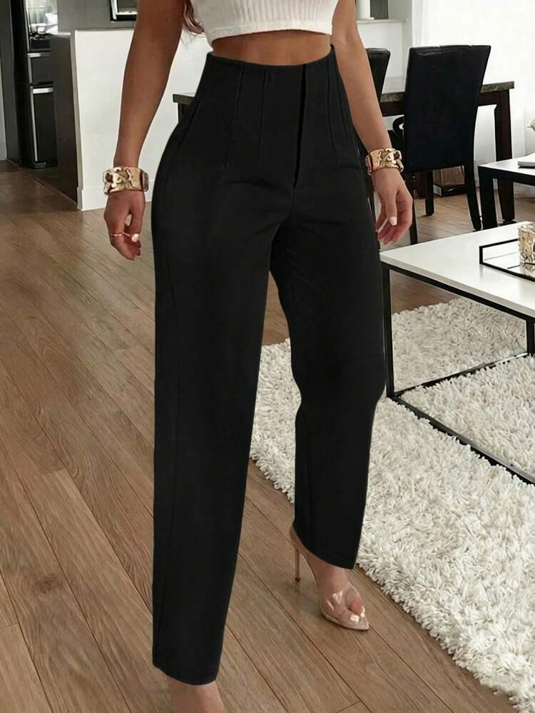 Elegant Commuter Pleated Side Pocket Skinny Pants For Women | SHEIN