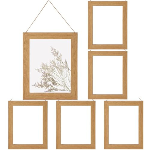 Xuhal 6 Pack Pressed Flower Wall Art, Dried Flowers Wooden Glass Display Frame Hanging Decor with Clear Glass and Jute Rope for Gallery Wall Living Room Bedroom, Farmhouse Rustic Boho Home Decor Gift | Amazon (US)