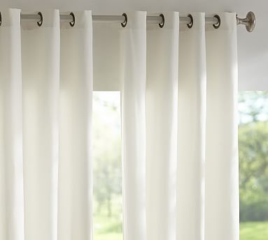 Sunbrella® Solid Outdoor Grommet Curtain - Natural | Pottery Barn (US)