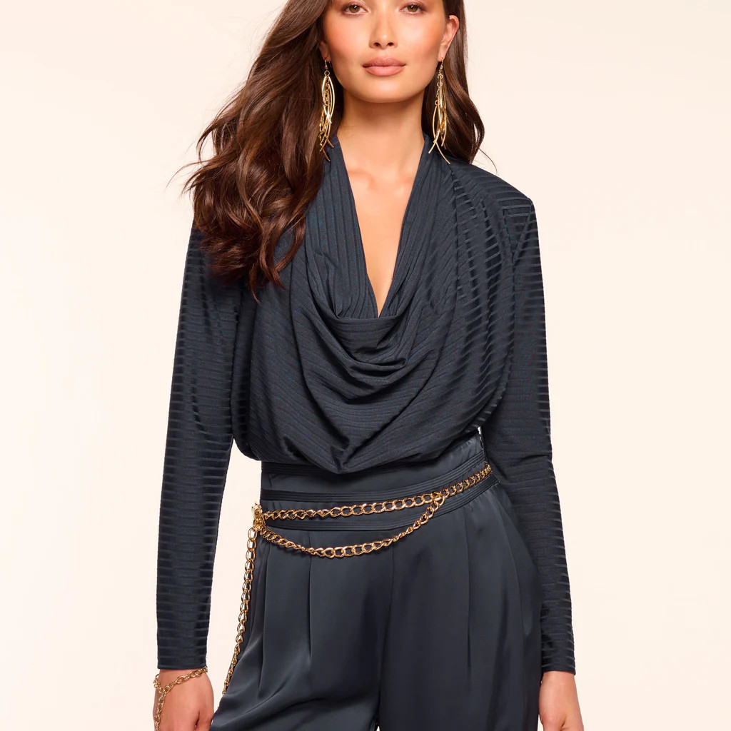 Antonia Ribbed Knit Cowl Neck Top | Ramy Brook