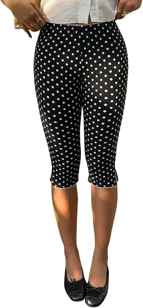Verdusa Women's Capri Leggings High Waisted Knee Length Shorts Capri Pants | Amazon (US)