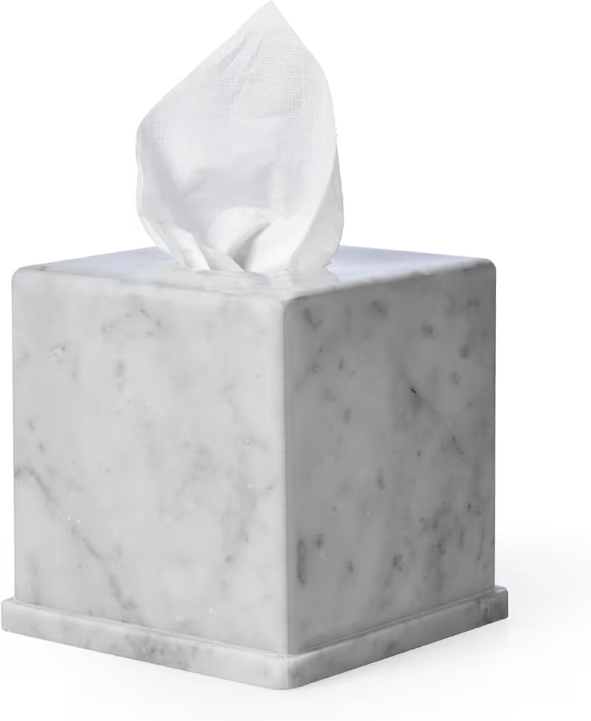 Natural Marble Tissue Box Cover, Carrara White Tissue Organizer 6 X 6 X 5.7 Inch, Heavy Stone Dec... | Amazon (US)