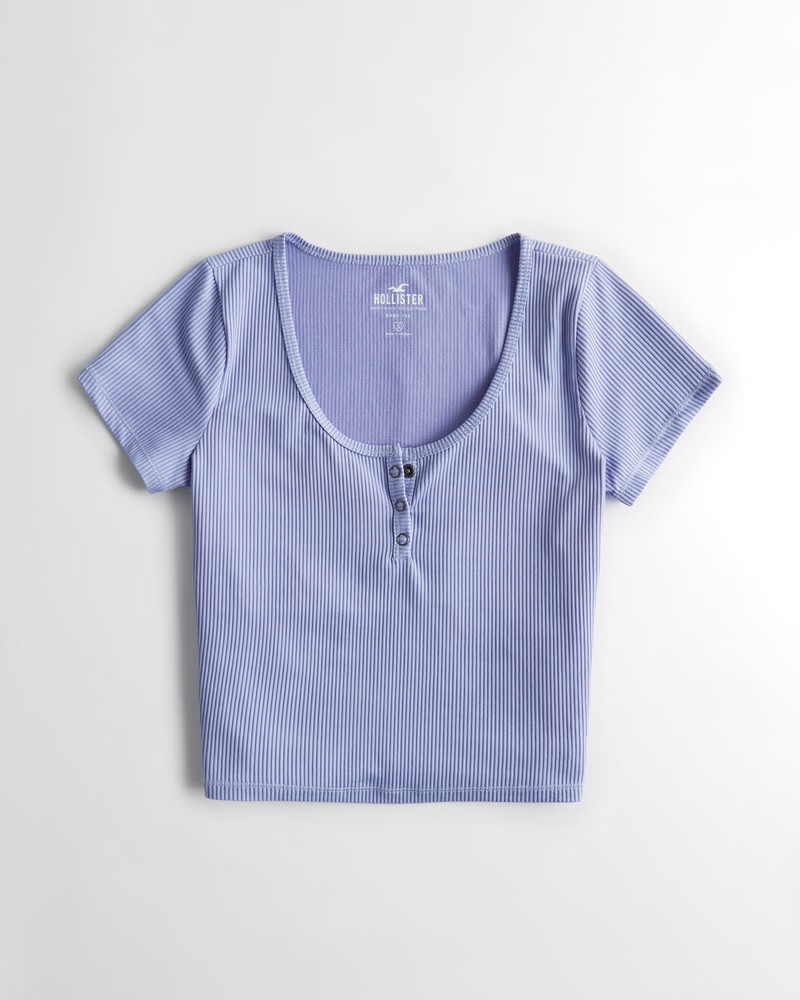 Women's Seamless Rib Fabric Henley T-Shirt | Women's Tops | HollisterCo.com | Hollister (US)