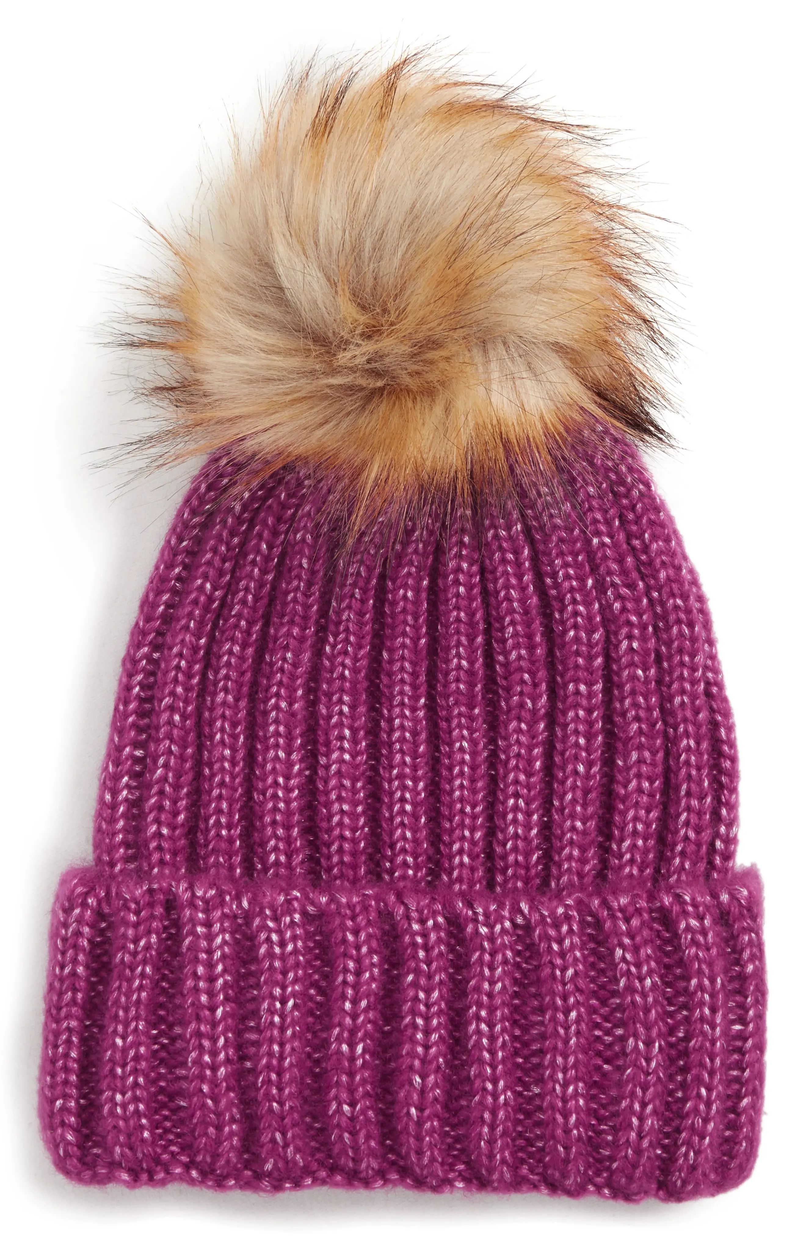 Sole Society Faux Fur Pom Knit Beanie | Nordstrom