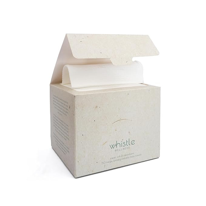 Whistle Wellness® Disposable Face Towel 10"×12", Resealable Box, Biobased Plant Based Ultra Sof... | Amazon (US)