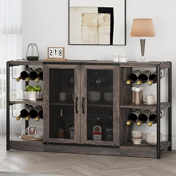 GAOMON Wine Bar Cabinet, Liquor Cabinet for Liquor and Glasses, Industrial Bars & Wine Cabinets w... | Amazon (US)