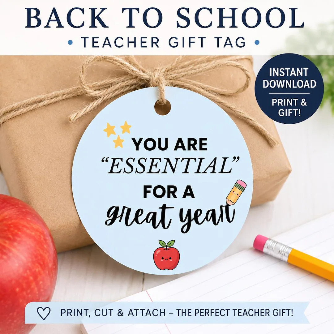 Back to School Teacher Gift Tag Printable | You Are Essential Gift Tag | Teacher Appreciation Tag... | Etsy (Global)