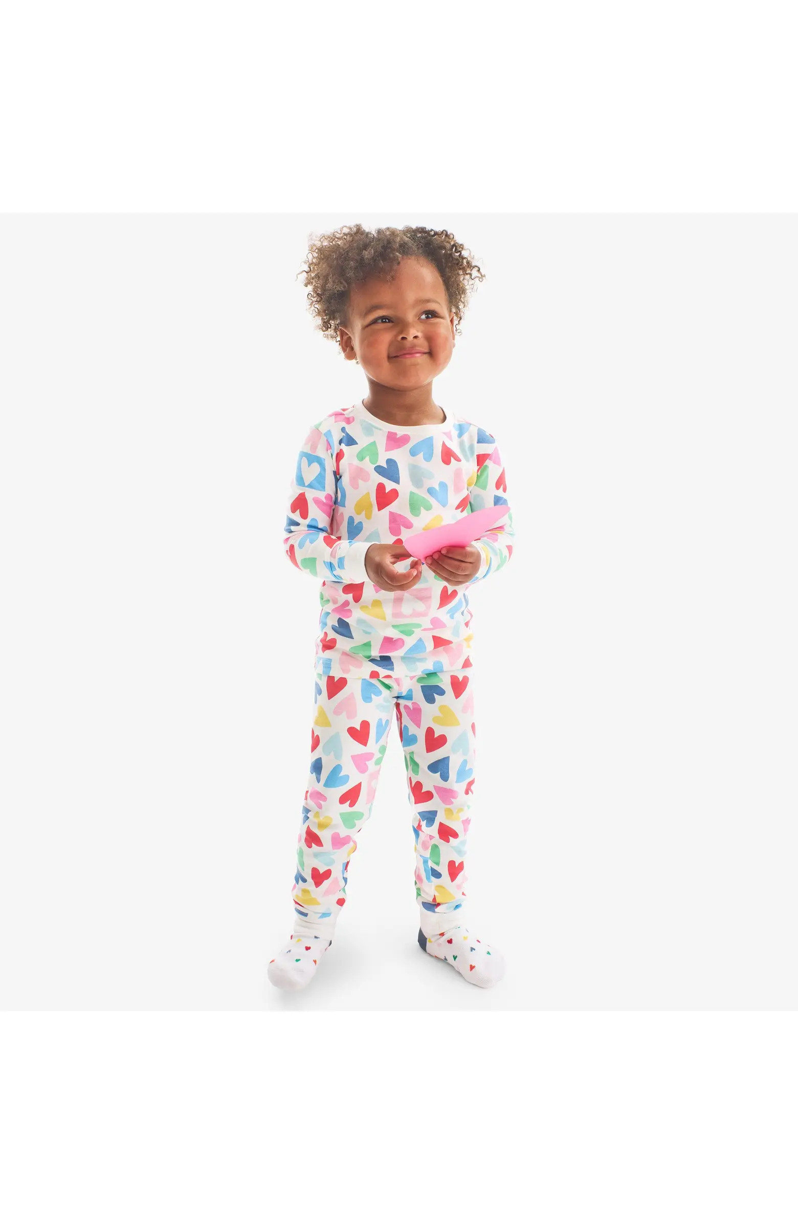 Primary Kids Organic Long Sleeve Pj Set In Rainbow Candy Hearts | Nordstrom | Nordstrom