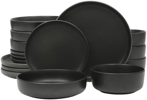Gibson Elite Pasco 16 Piece (Service for 4) Plates and Bowls Double Bowl Reactive Glaze Dishes St... | Amazon (US)