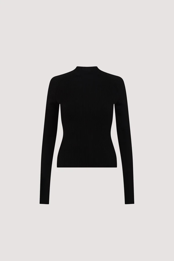 ANGEL BLACK RAGLAN FUNNEL NECK TOP | DISSH