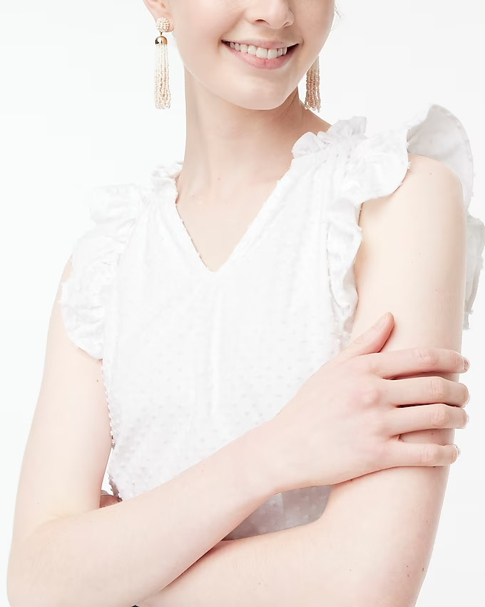 Ruffle-sleeve clip-dot top | J.Crew Factory