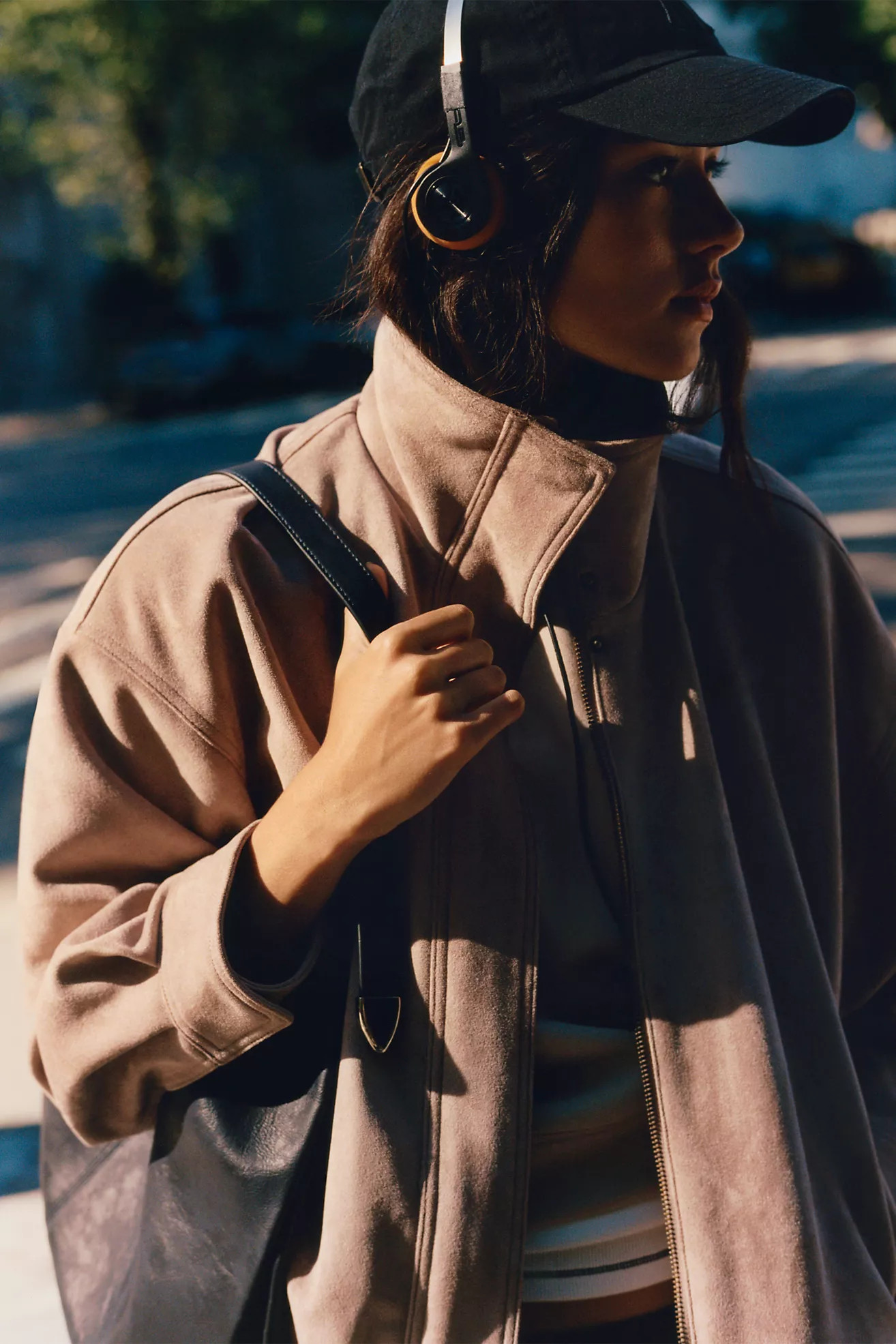 Maeve Imara Faux-Suede Funnel-Neck Jacket | Anthropologie (US)