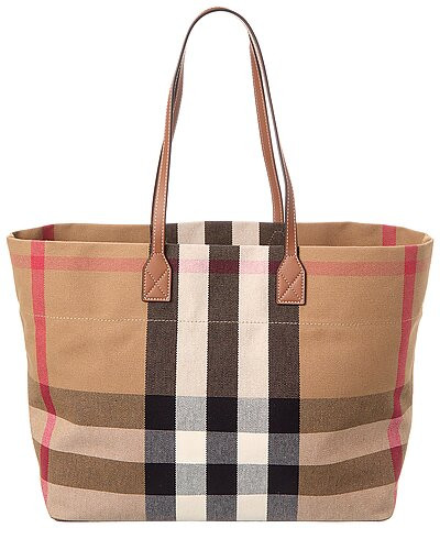 Burberry Check Canvas & Leather Tote | Rue La La
