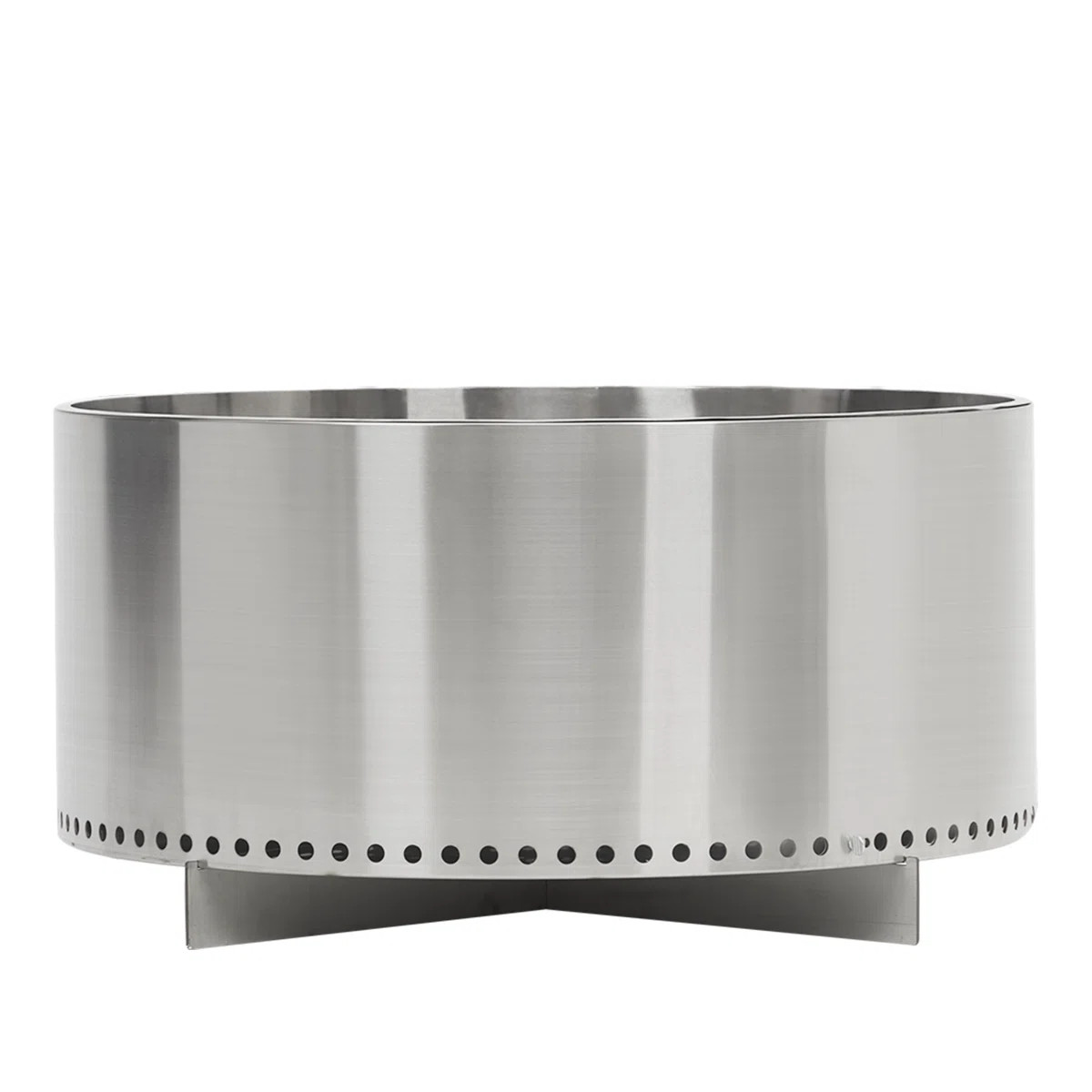 27 inch silver Portable Smokeless Stainless Steel Fire Pit Round Hollow Stand with Handle | Wayfair North America