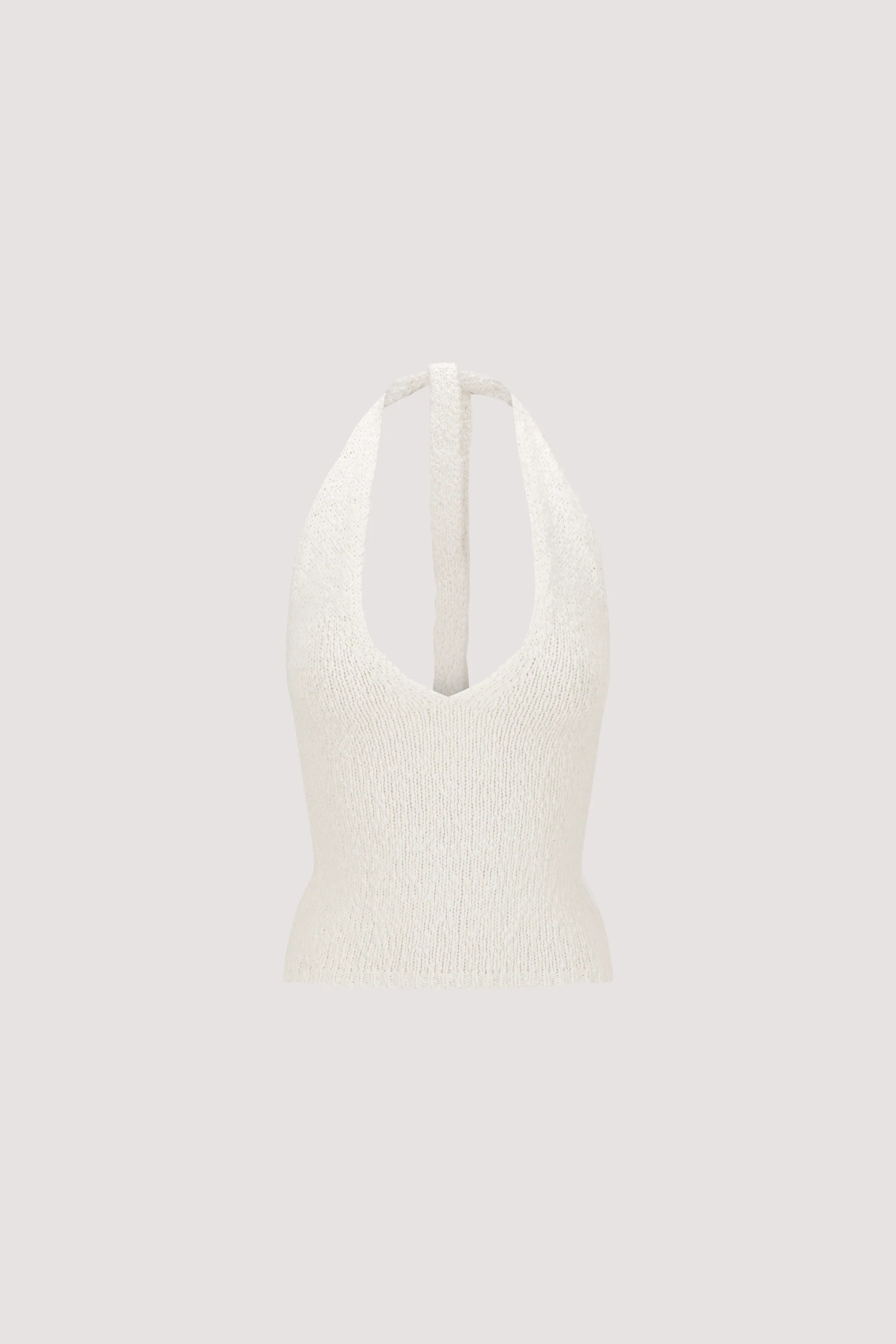 DINA WHITE COTTON HALTER KNIT TOP | DISSH