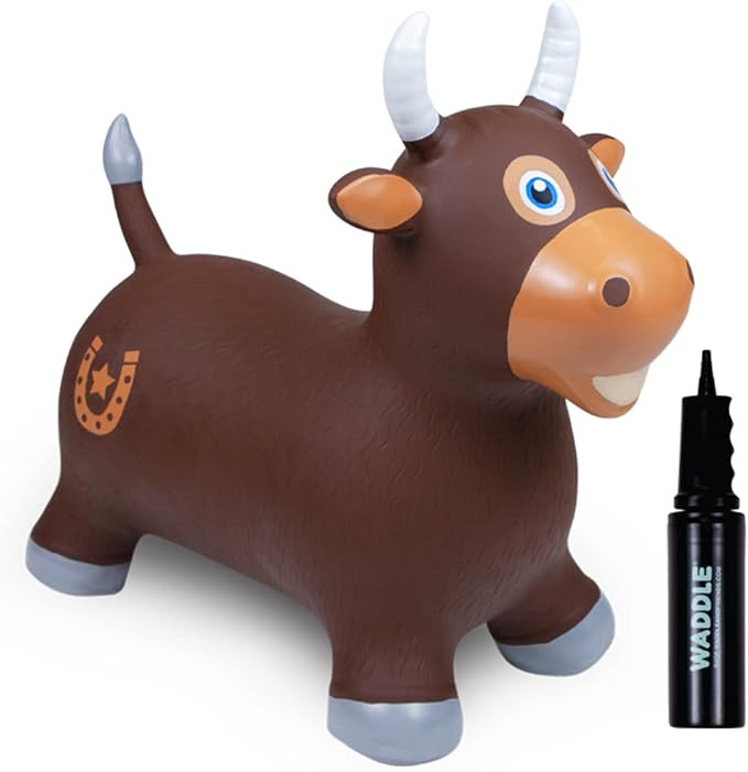 Ride-On Bull Bouncy Horse Kids Toy! Brown Inflatable Hopper Bouncy Bull! Hopping Animal Toy for K... | Amazon (US)