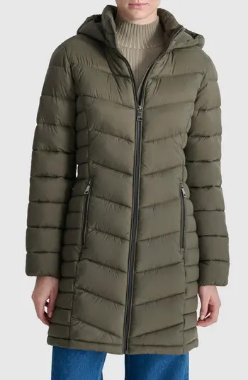 DKNY Cire Packable Hooded Longline Puffer Jacket | Nordstromrack | Nordstrom Rack