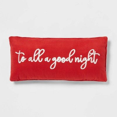 26&#39;&#39; Oblong Flannel &#34;To All A Good Night&#34; Decorative Throw Pillow Red - Threshold... | Target