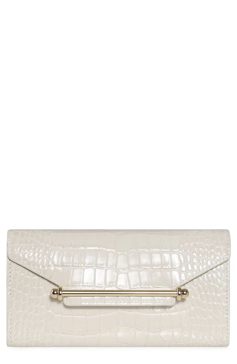 Strathberry Multrees Croc Embossed Leather Wallet on a Chain | Nordstrom | Nordstrom