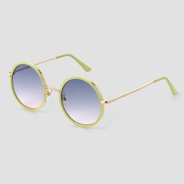 Women's Crystal Oversized Round Sunglasses - Universal Thread™ Green | Target