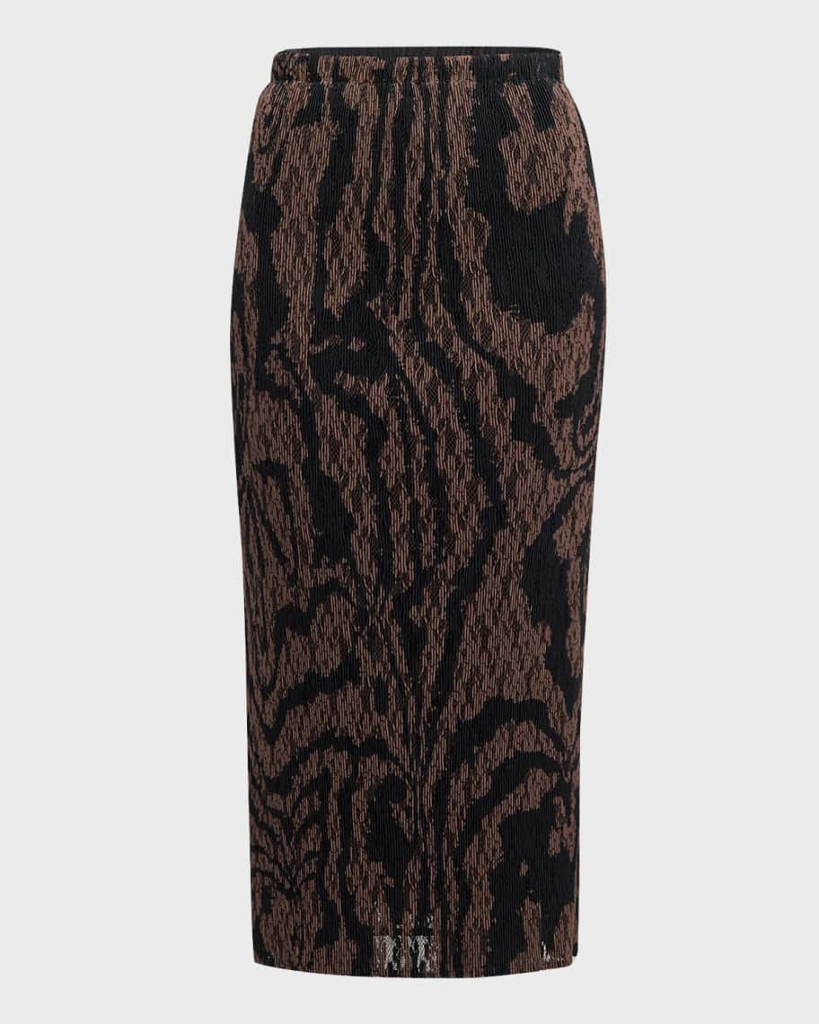 Lafayette 148 New York Pleated Abstract-Print Midi Pencil Skirt | Neiman Marcus